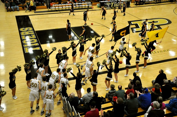 Students in School Activites (Athletics, Classrooms, Plays, Band, Art Projects) (The Basketbal Team entering Court PHS Tigers.jpg)